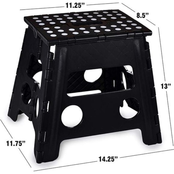 Folding Step Stool, 13 Inch - Anti-Skid Step Stool for Kids or Adults (Black) - Picture 3 of 7